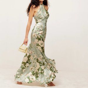 Reformation Veria Silk Dress Tarragon Size 4